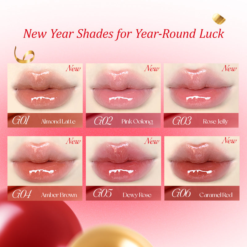 Colorkey 「Lucky Snake Series」 Dewy Shine Lip Glaze Hydrating Glossy Plump Lips High-Shine Lip Makeup 2.7g Lip Beauty Makeup