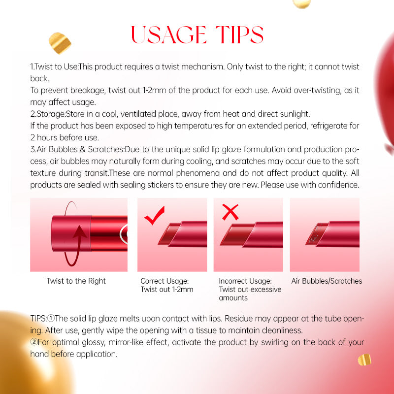 Colorkey 「Lucky Snake Series」 Dewy Shine Lip Glaze Hydrating Glossy Plump Lips High-Shine Lip Makeup 2.7g Lip Beauty Makeup